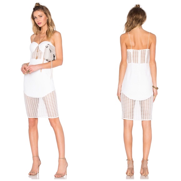 NBD Dresses & Skirts - NWT NBD Revolve 4AM Bustier Grid Sheer Dress